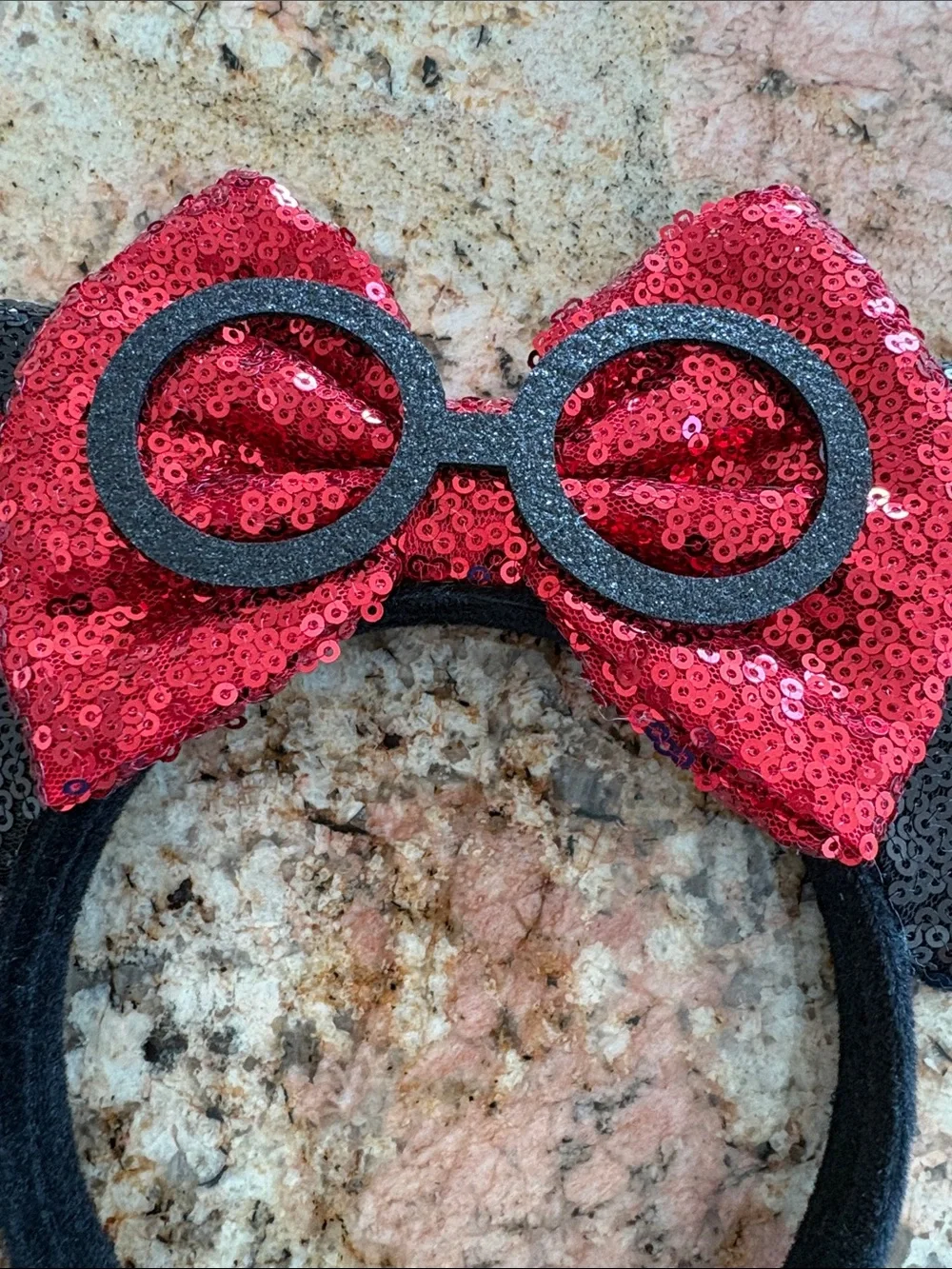 Disney Incredible Edna Sequin Minnie-Inspired Headband with Red Bow